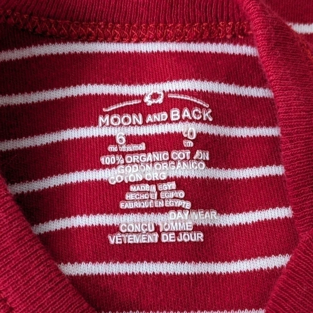 Hanna Andersson Moon and Back Red White Stripe Organic Cotton Dress 6m